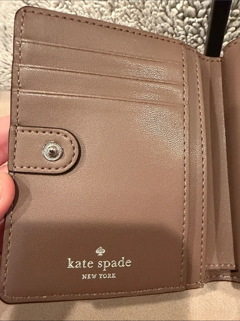 kate spade Brown Pebbled Leather Zip Around Wallet